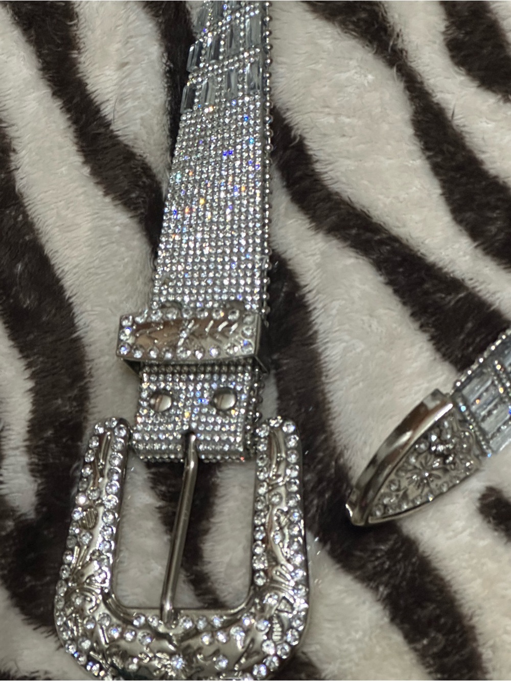 Crystal Embellished Silver Women's Belt - Picture 3 of 6